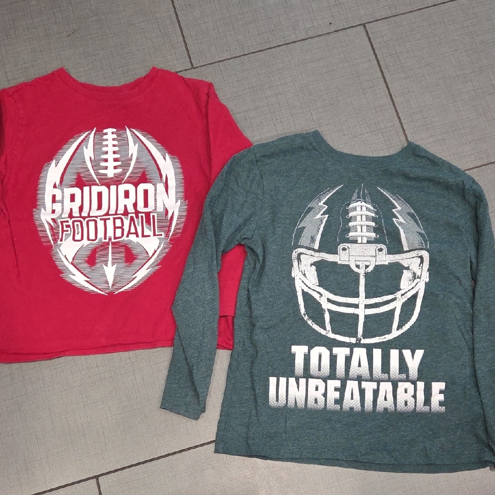 The Children's Place Red and Green Football Graphic Long Sleeve Tees